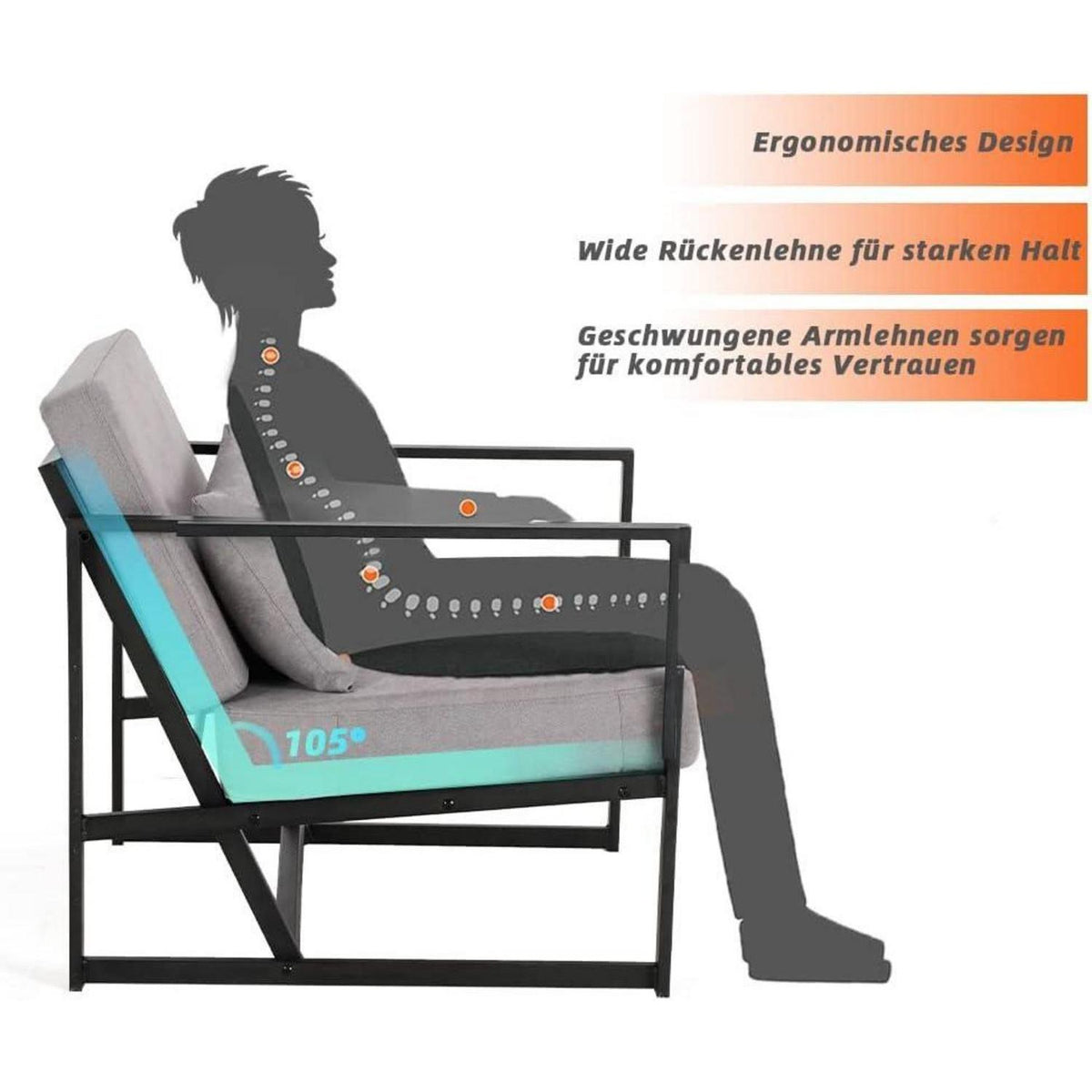 Gepolsterter Cocktailsessel Leinen Hellgrau – Bequemer Loungesessel