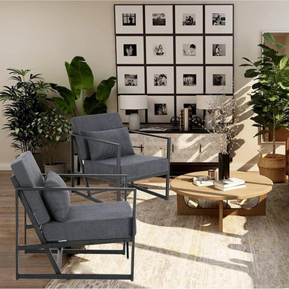 Gepolsterter Cocktailsessel Dunkelgrau – Bequemer Loungesessel mit Armlehnen