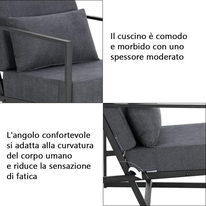 Mingone 2er Set gepolsterte Lounge-Sessel Dunkelgrau
