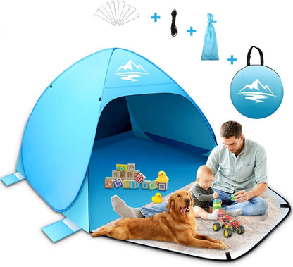 Pop Up Strandmuschel UV-Schutz 50+ Strandzelt Wurfzelt Sonnenschutz