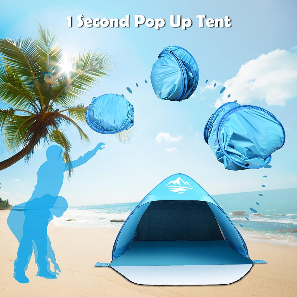 Pop Up Strandmuschel UV-Schutz 50+ Wurfzelt 2-3 Personen StrandgetUrlaub
