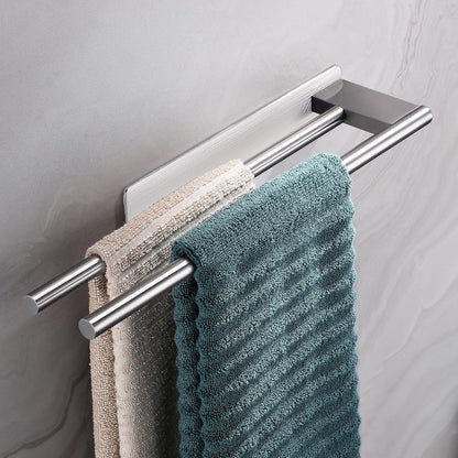 Doppelter Handtuchhalter Edelstahl gebürstet 39cm Silber