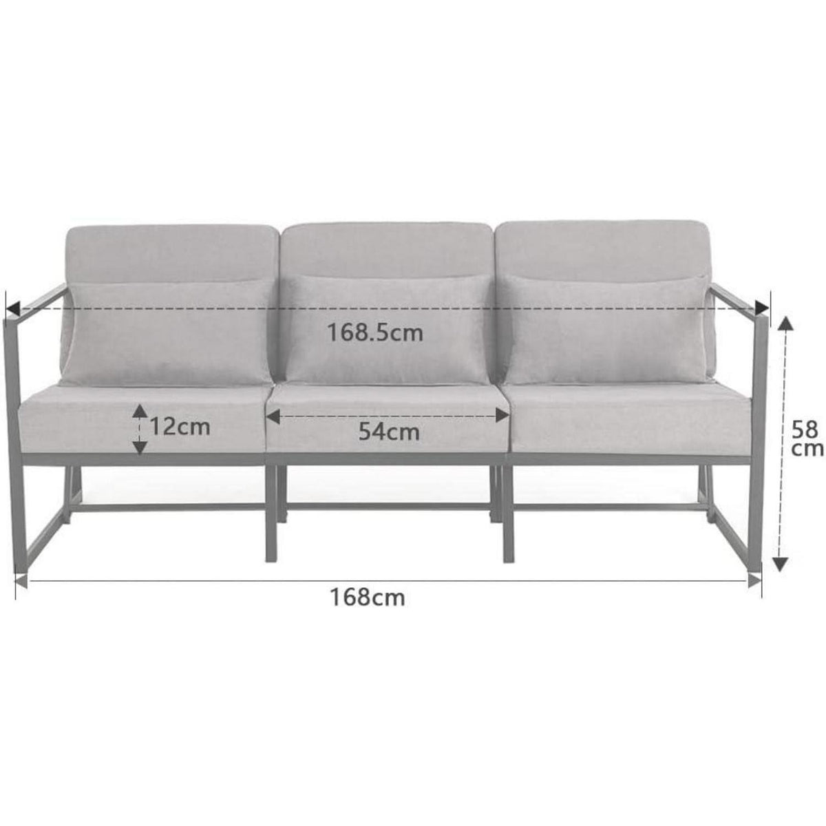 Mingone 3-Sitzer Sofa Taupe – Modernes Lounge-Sofa 168cm