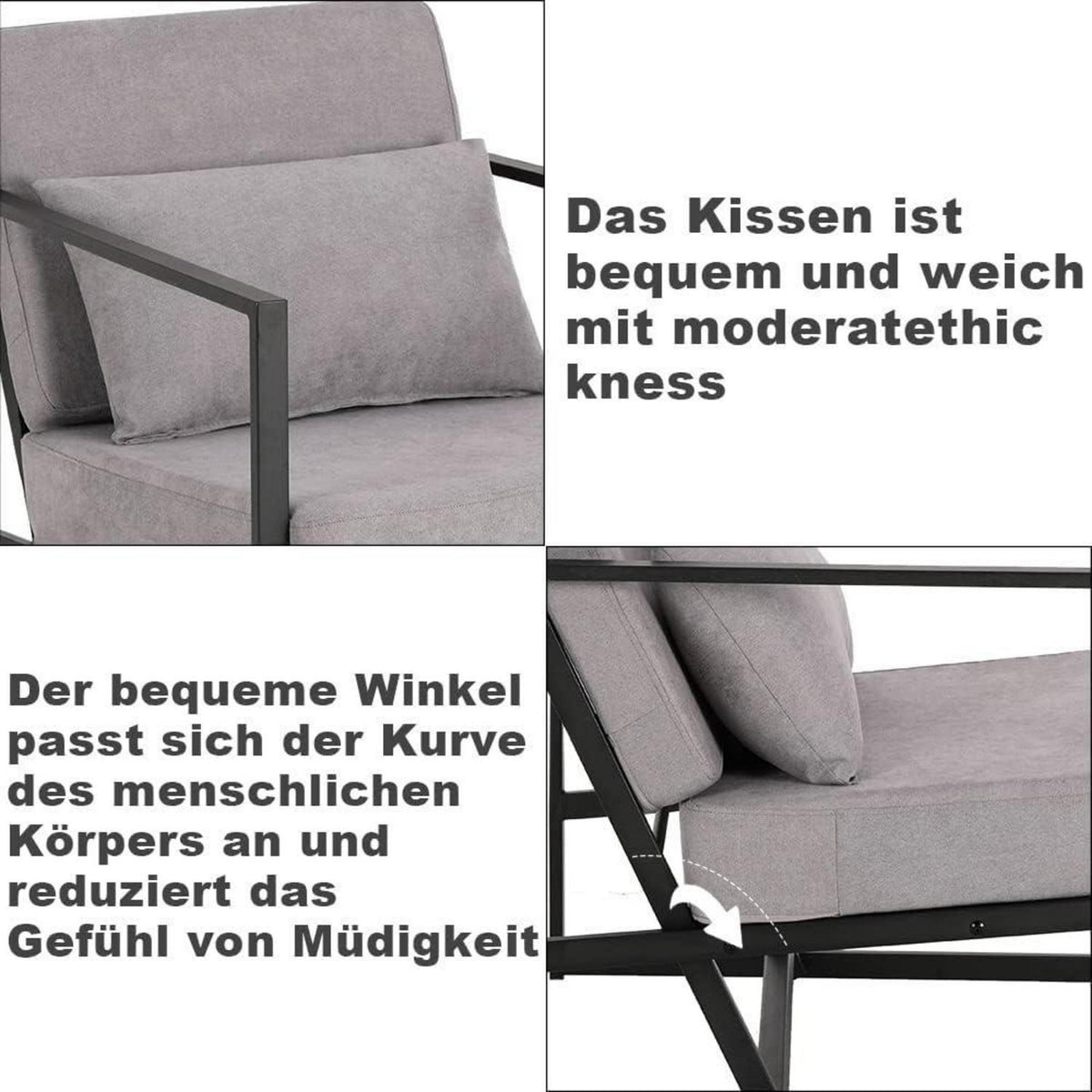Mingone 3-Sitzer Sofa Taupe – Modernes Lounge-Sofa 168cm