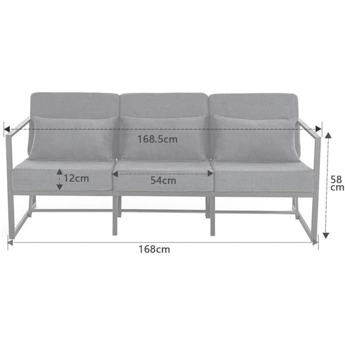 Mingone 3-Sitzer Sofa Dunkelgrau – Bequemes Lounge-Sofa