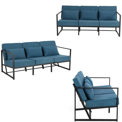 Mingone 3-Sitzer Sofa Blau – Gepolstert & Bequem für Wohnzimmer