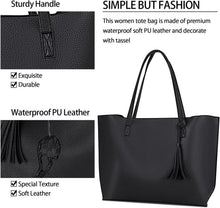 NUBILY Damen Handtasche Shopper Schwarz Leder Umhängetasche
