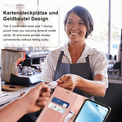 Samsung Galaxy S22 Klapphülle Pink mit Ständer & Kartenfach in Lederoptik