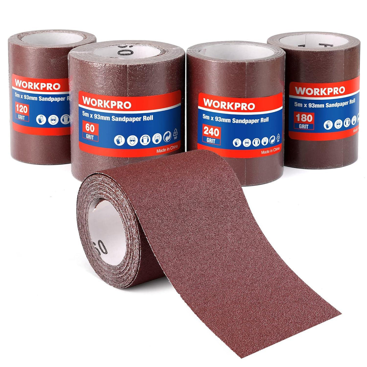 Schleifpapierrollen 93mm x 5m Körnung 60/120/180/240