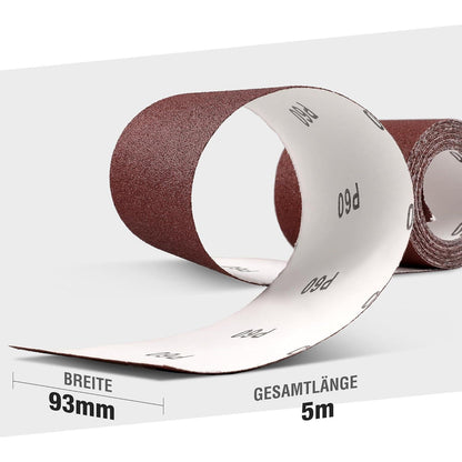 WORKPRO Schleifpapierrollen 93mm x 5m Körnung 60/120/180/240
