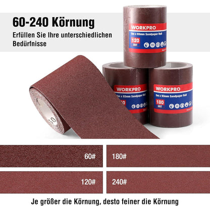 Schleifpapierrollen 93mm x 5m Körnung 60/120/180/240
