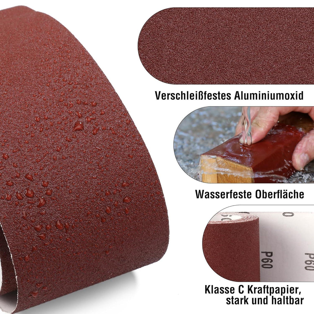 WORKPRO Schleifpapierrollen 93 mm x 5 m Körnung 60/120/180/240 4 Stück
