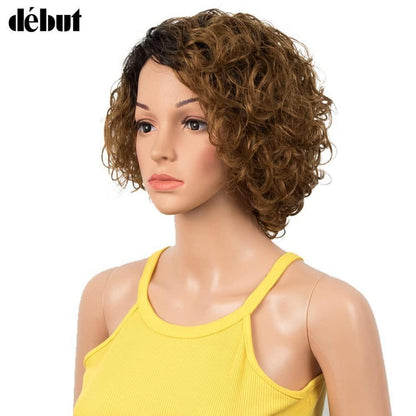 Echthaar Bob Perücke mit Air Pony, 25 cm, Ombre Braun