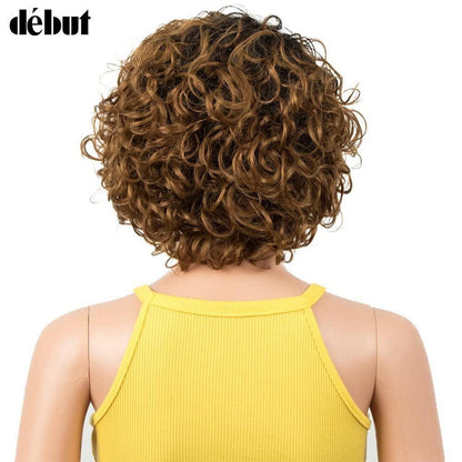 Echthaar Bob Perücke mit Air Pony, 25 cm, Ombre Braun