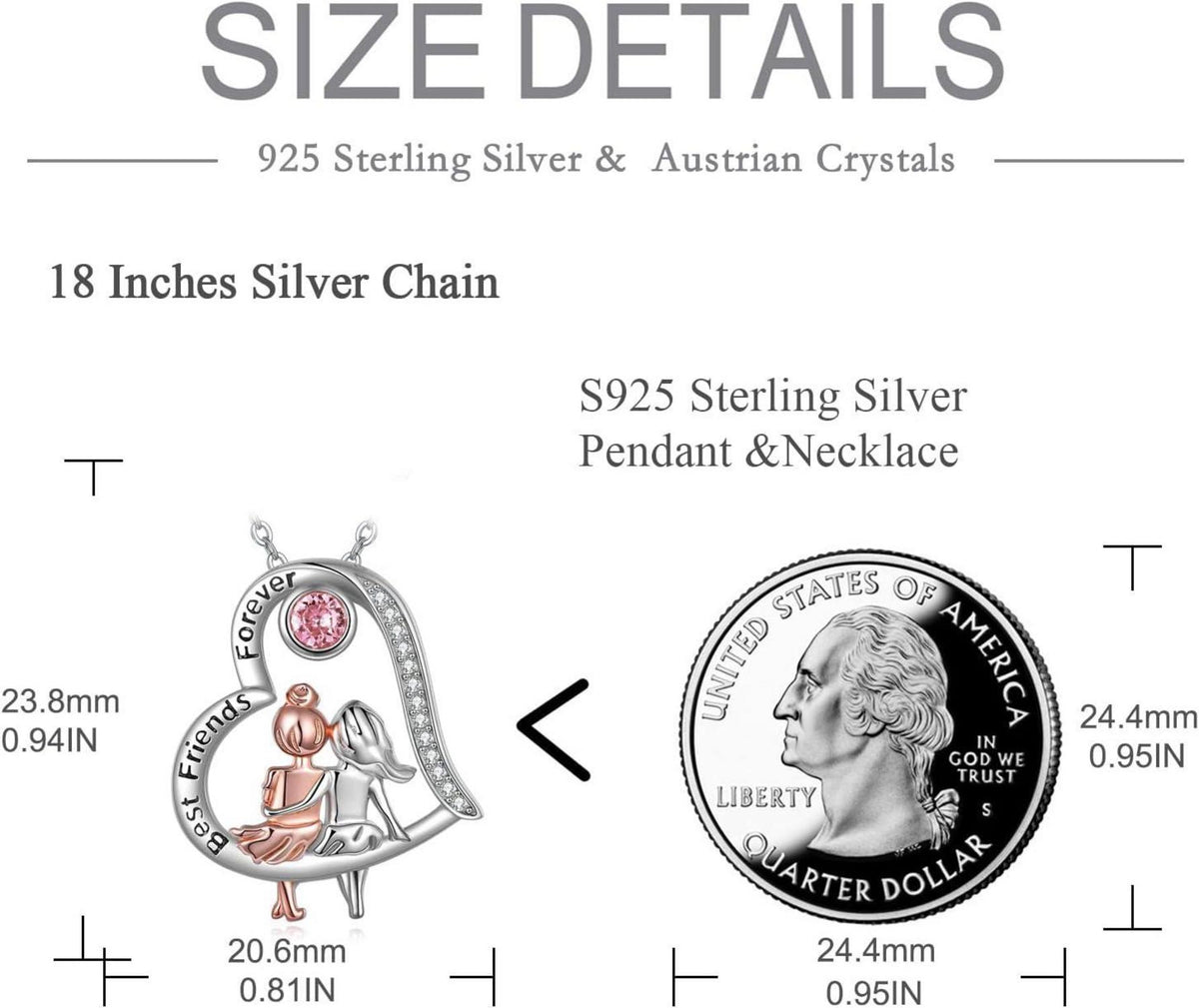 VONALA Freundschaftskette Sterling Silber Herz Anhänger 925 Kristall Weihnachtsgeschenk