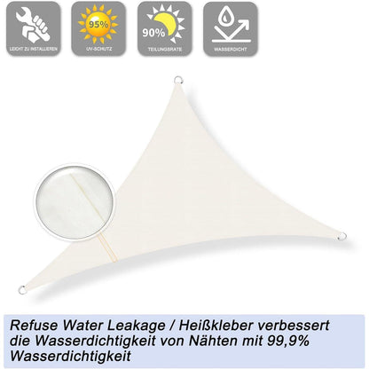 Wasserdichtes Sonnensegel Creme 3x3m UV-Schutz 95% für Garten