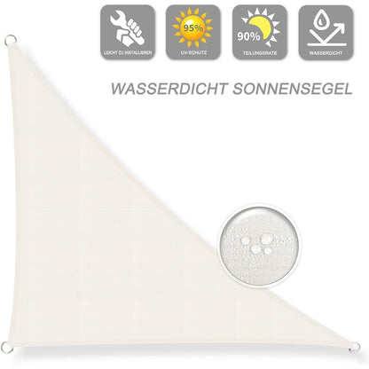Wasserdichtes Sonnensegel Creme 3x3m UV-Schutz für Garten & Terrasse
