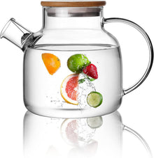 Teekanne Glas 1200ML - Transparent mit Siebeinsatz, Herdsicher