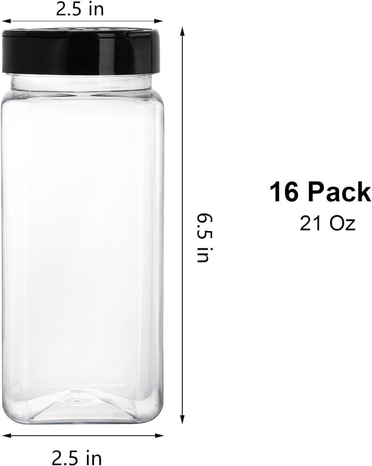 16er Set 600 ml quadratische Kunststoff-Gewürzdosen mit