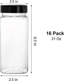 16er Set 600 ml quadratische Kunststoff-Gewürzdosen mit
