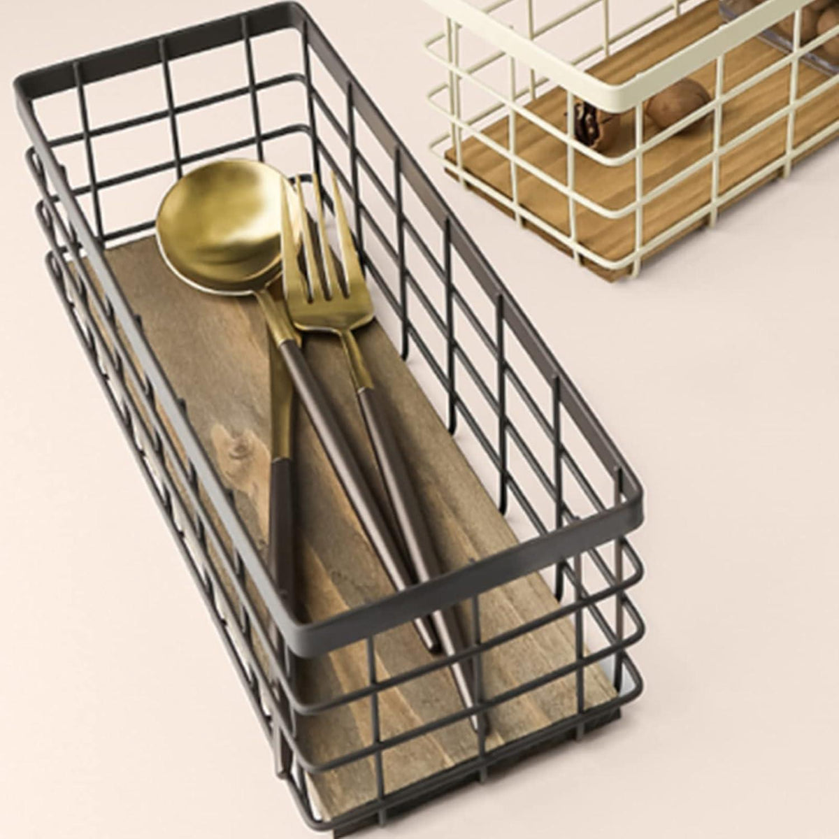 Kleiner Metall Drahtkorb Schmal Schreibtisch Organizer 10x10x25 cm