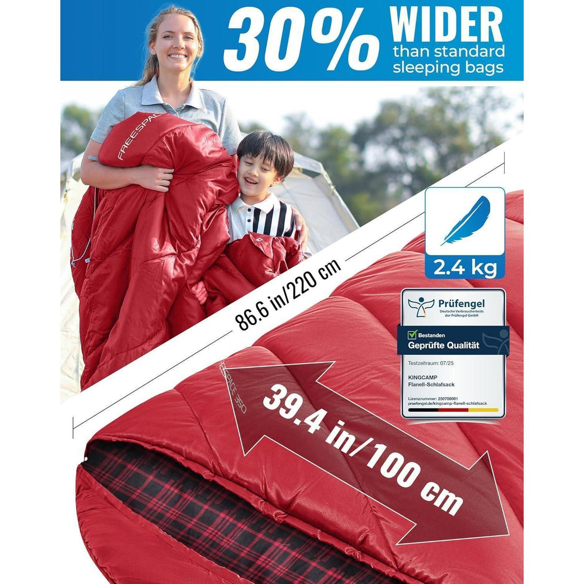 XXL Baumwoll-Deckenschlafsack für warme Nächte im Freien