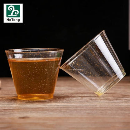 Glitzer Gold Partybecher Einweg 270ml 25 Stück
