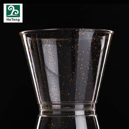 Gold Glitter Plastikbecher 9oz 270ml Einweg Party Cups Wiederverwendbar
