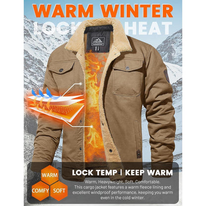 Herren Fleecejacke Winterparka mit 5 Taschen – Winddicht & Warm