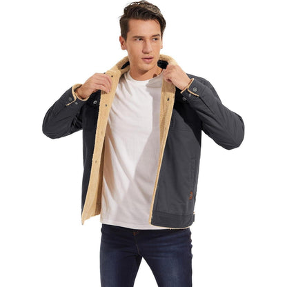 Herren Fleecejacke Winterparka mit 5 Taschen – Dunkelgrau