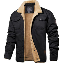 Herren Fleecejacke Winterparka mit 5 Taschen – Schwarz