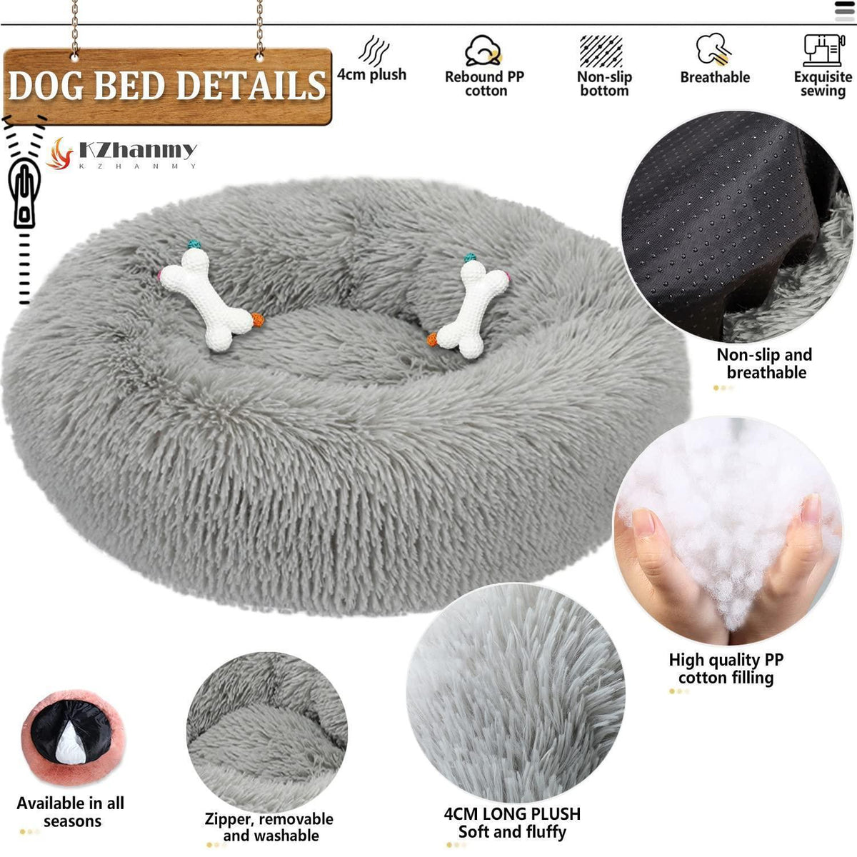 Rundes Hundebett Flauschig Donut – Bequemes Hundesofa 5XL