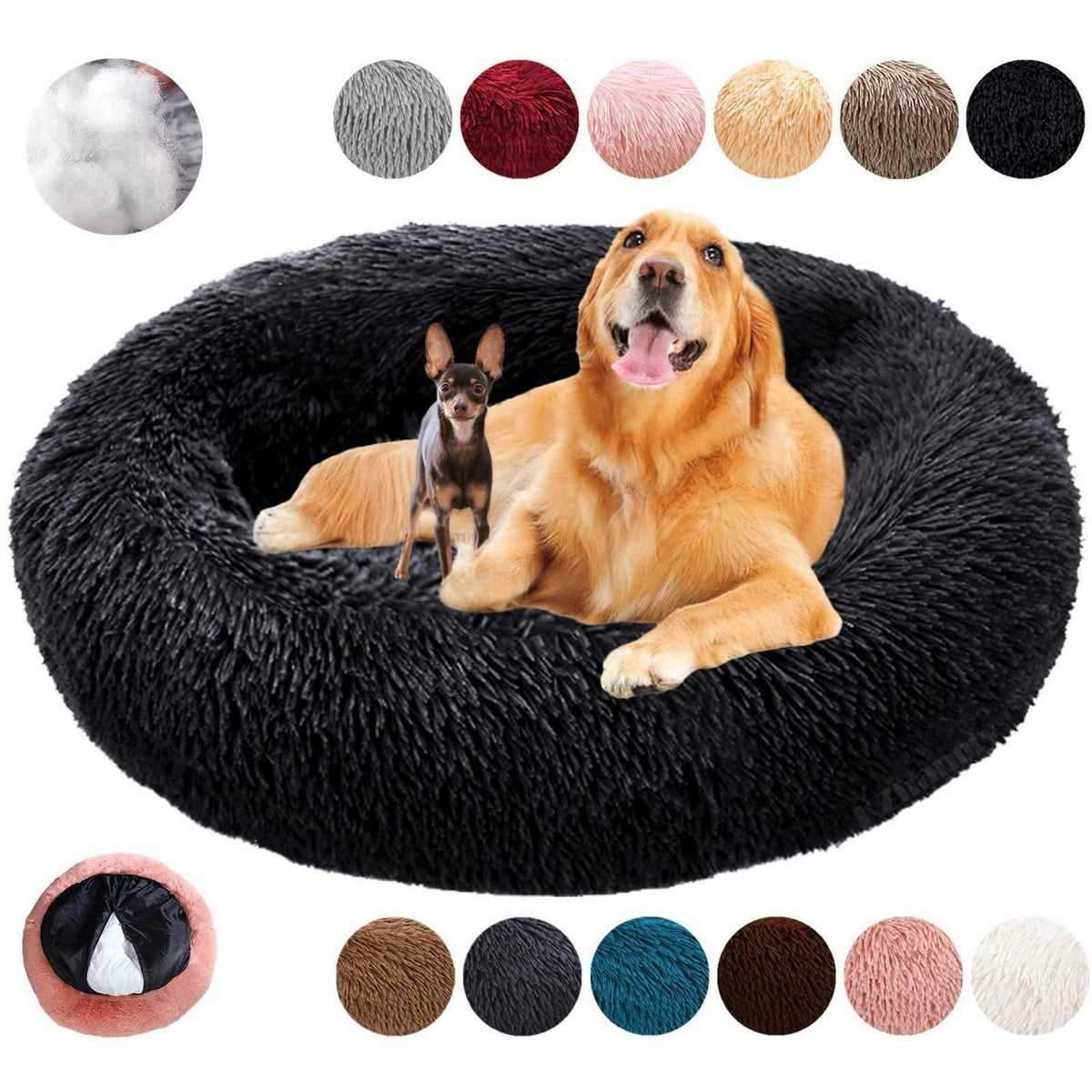 Rundes Hundebett Flauschig Donut – Bequemes Hundesofa in 12 Farben