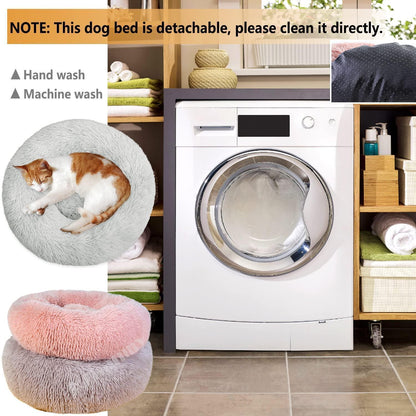Rundes Hundebett Flauschig Donut – Bequemes Hundesofa 3XL Grau