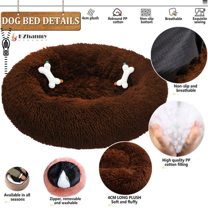 Rundes Hundebett Flauschig Donut – Bequemes Hundesofa 5XL Braun