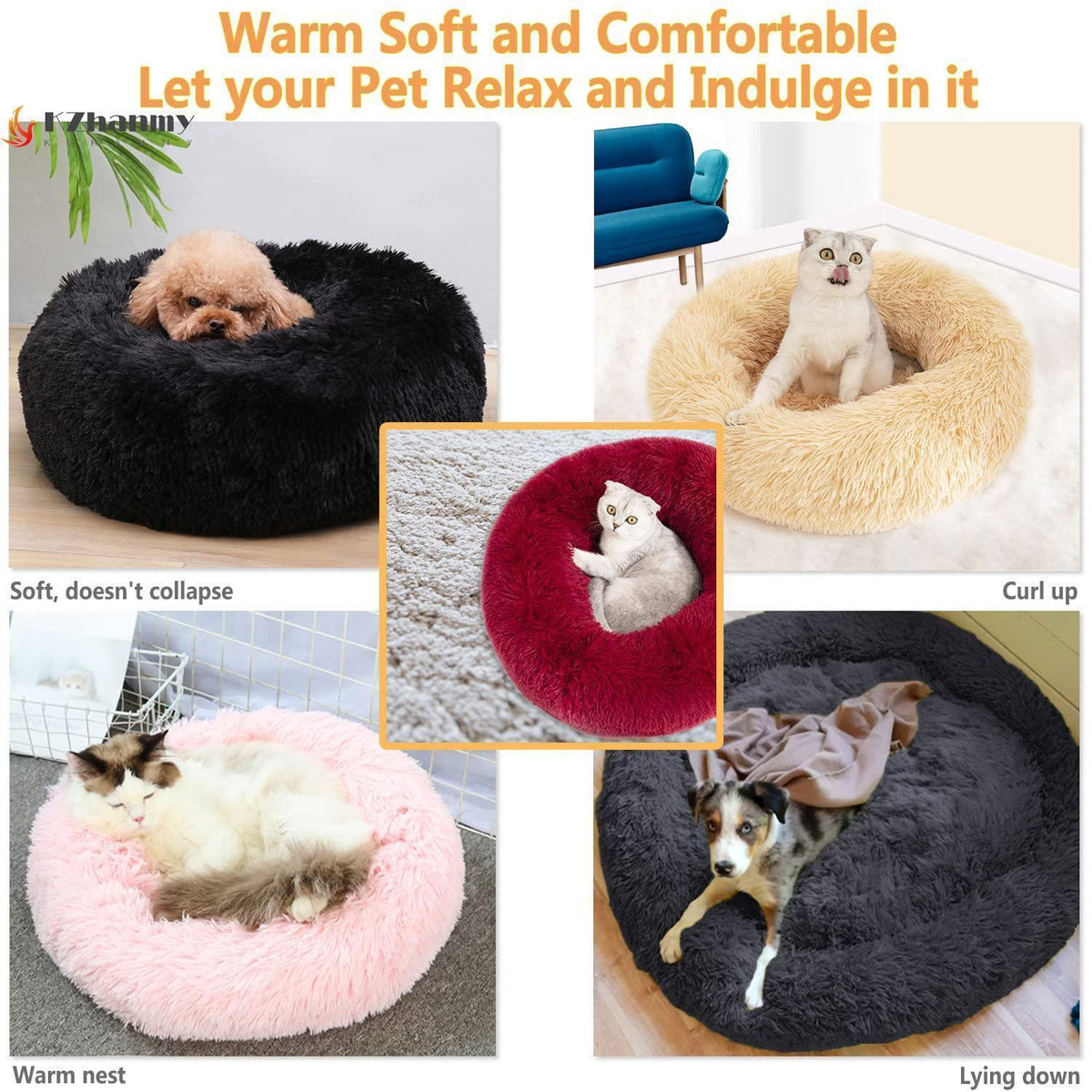 Rundes Hundebett Flauschig Donut – Bequemes Hundesofa in 12 Farben