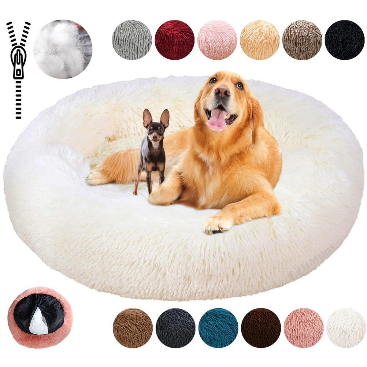 Rundes Hundebett Flauschig Donut – Bequemes Hundesofa 5XL