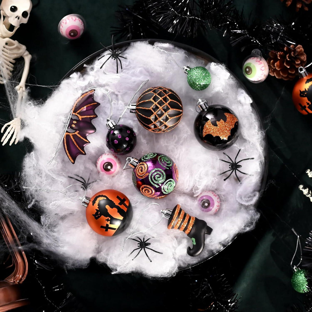 40 Halloween Kugeln Kürbis Dekoration bruchsicher Baumkugeln