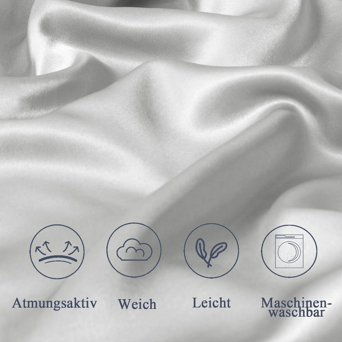 Satin Kissenbezug 80x80 2er Set Seidenkissen mit Reißverschluss