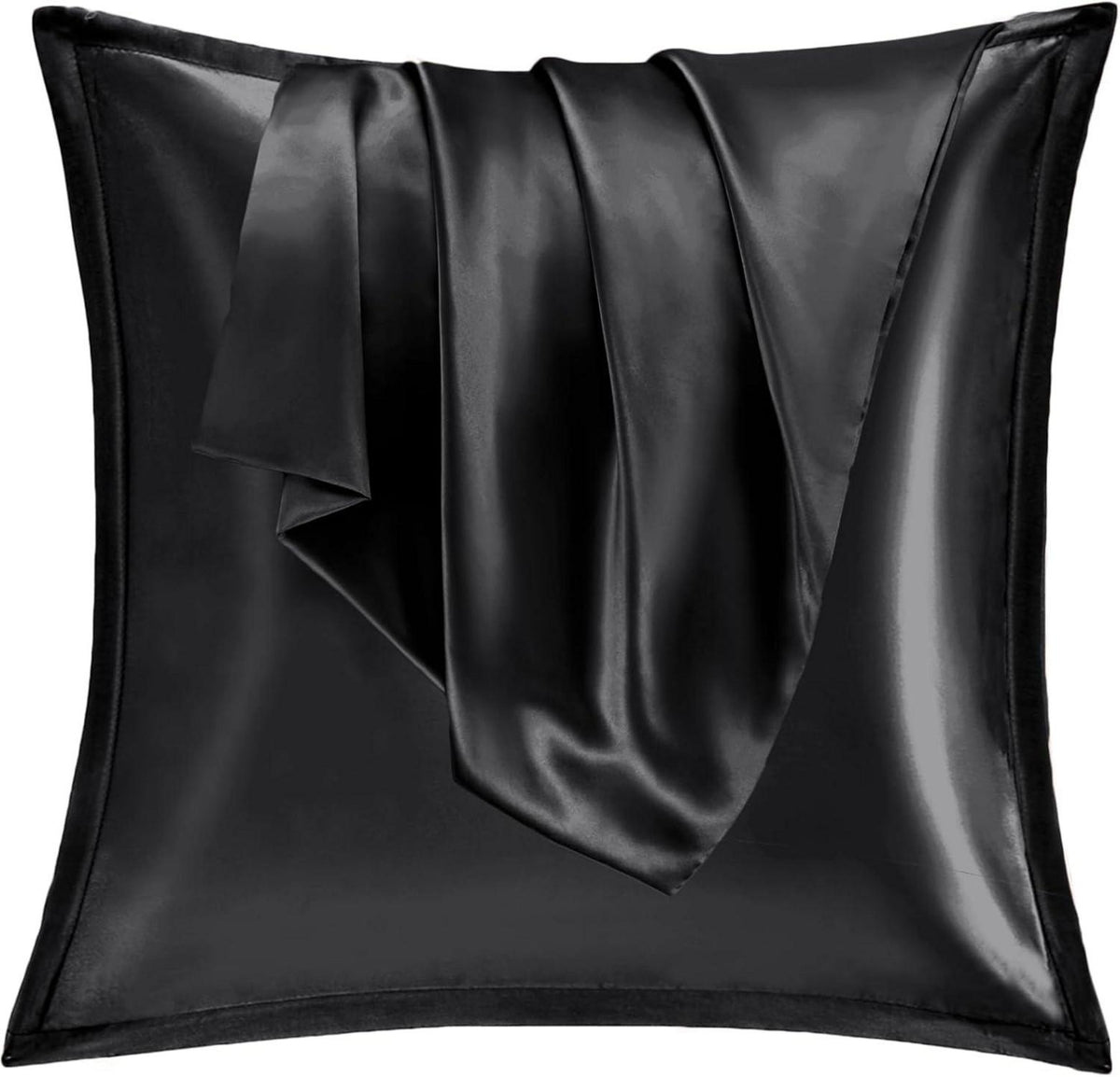 Satin Kissenbezug 80x80 2er Set Schwarz Kopfkissenbezug