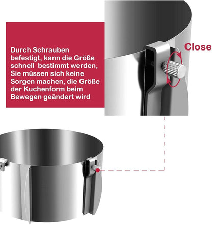 Verdickter Edelstahl Tortenring verstellbar Ø16-Ø30cm