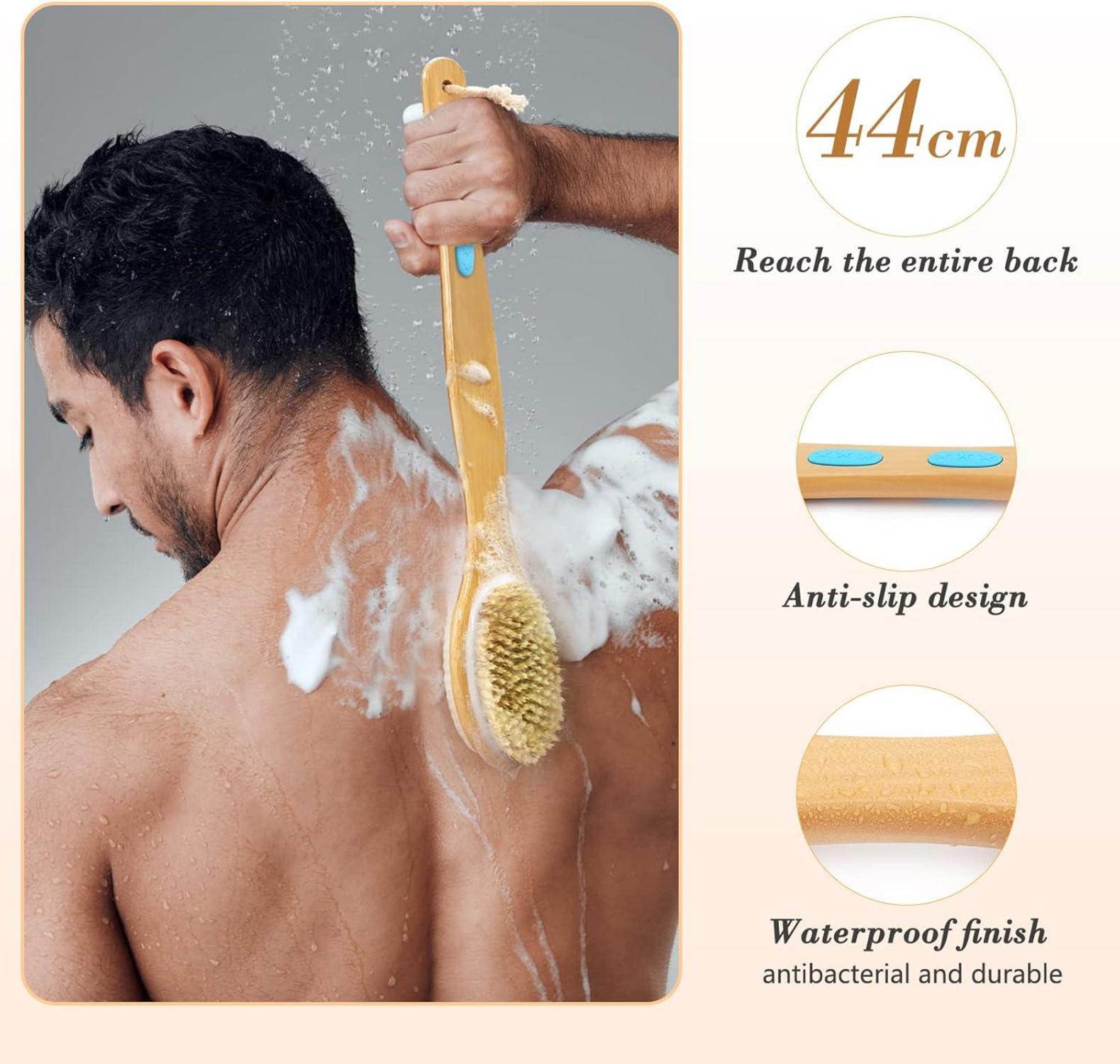 Rückenbürste Dusche mit Langem Stiel, Doppelseitige Peelingbürste