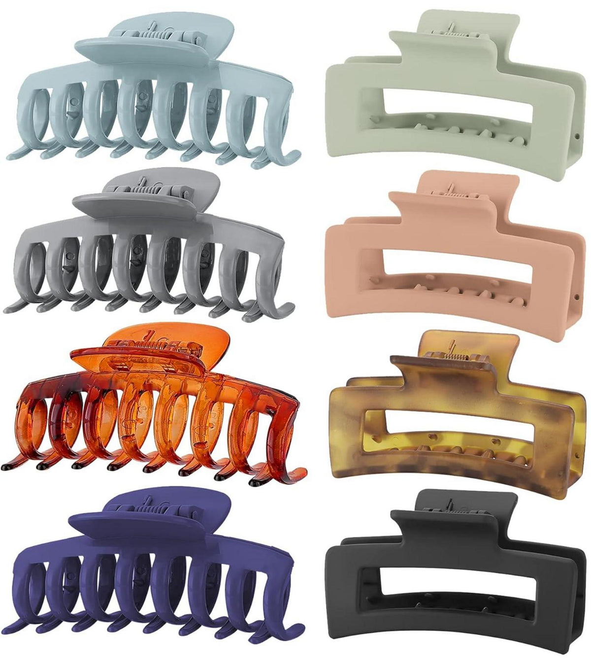 8er Set Große Haarklammern 8cm für dickes Haar - Muster C