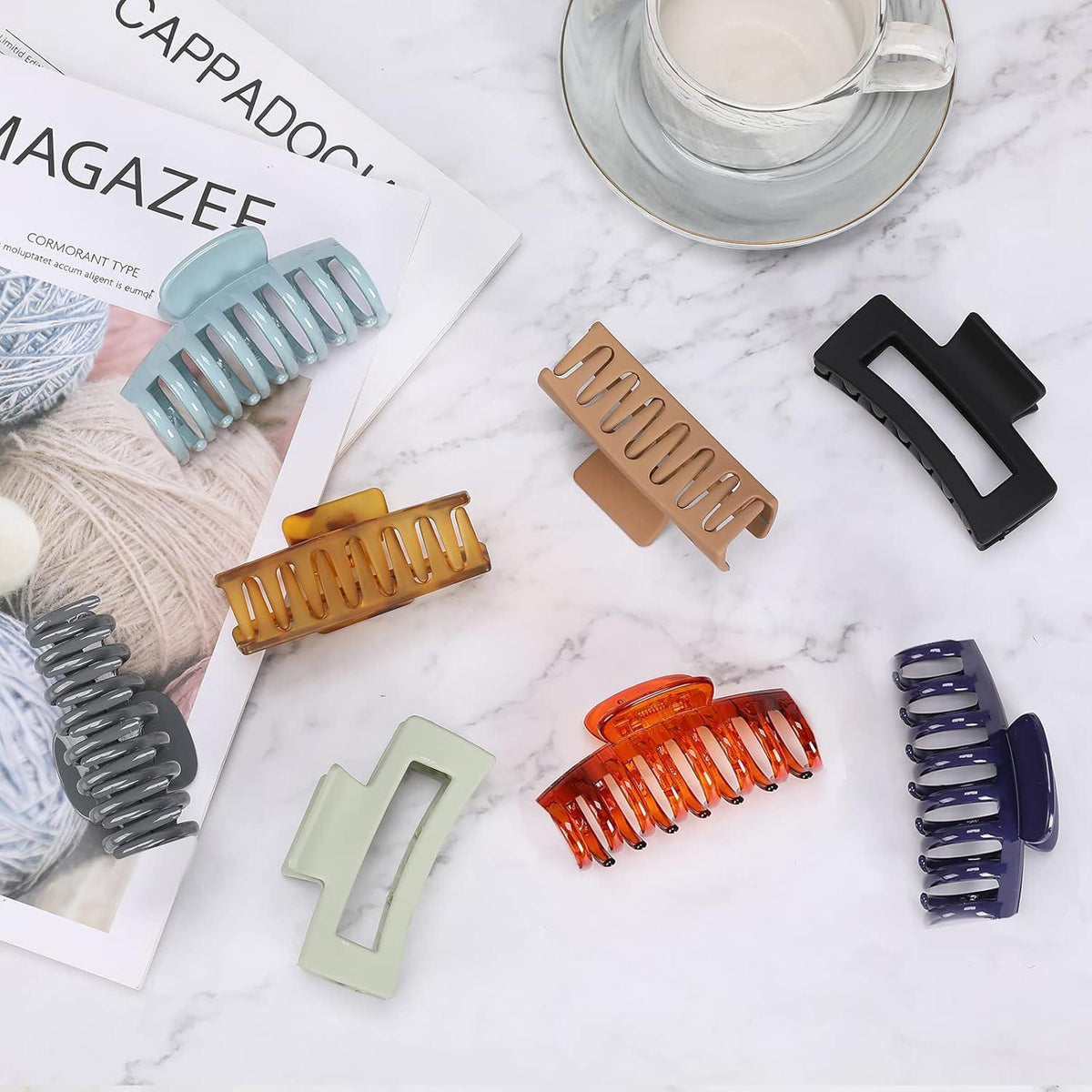 8er Set Große Haarklammer 8cm für dickes Haar - Rutschfeste Jaw Clips