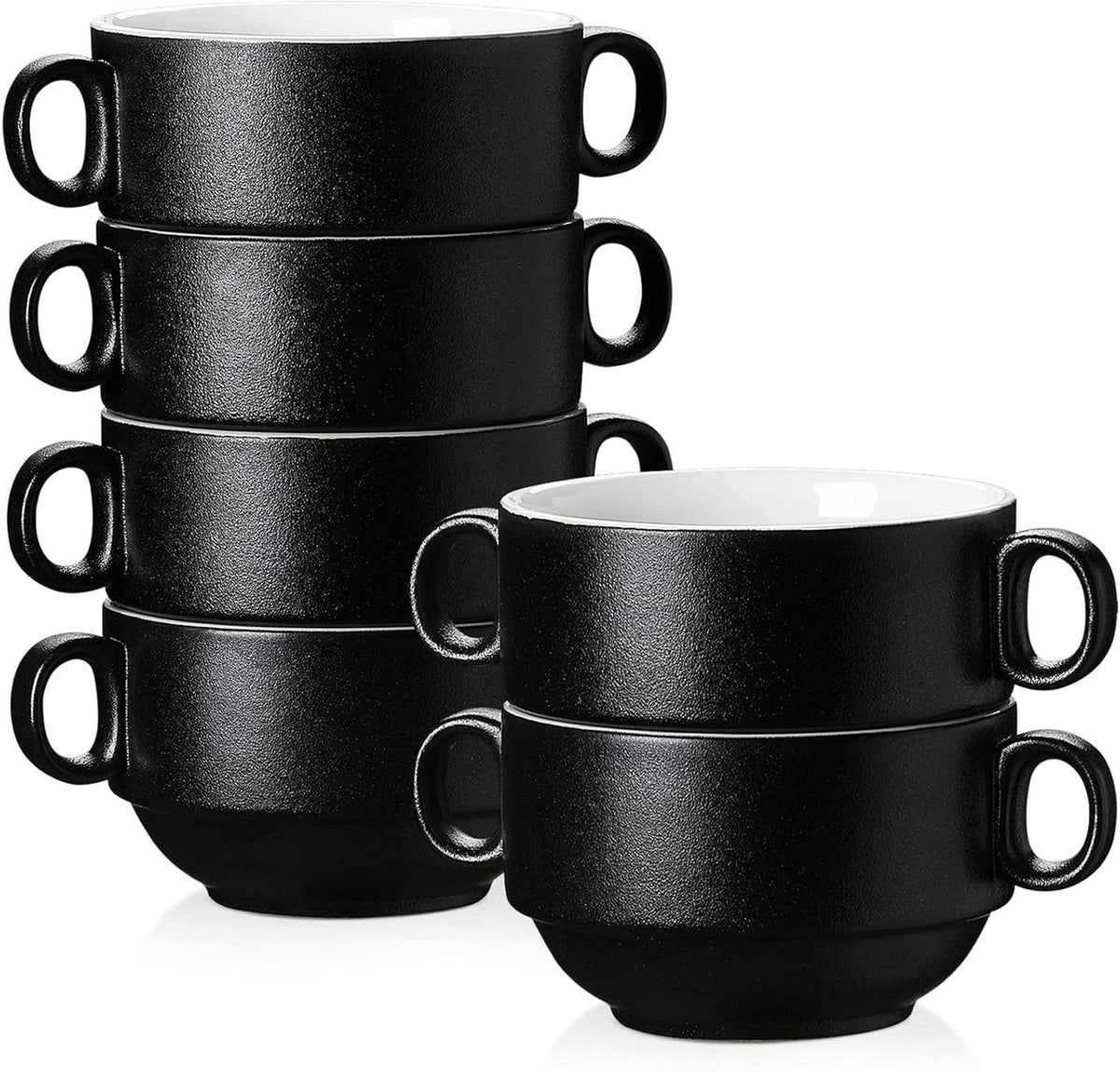 Suppentassen Set 6-teilige Steinzeug Schalen mit Henkel 400 ml