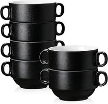 Suppentassen Set 6-teilige Steinzeug Schalen mit Henkel 400 ml
