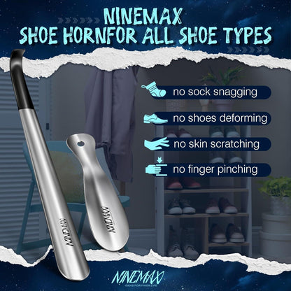 NINEMAX Schuhlöffel Metall 42cm 19cm 2er Pack Edelstahl