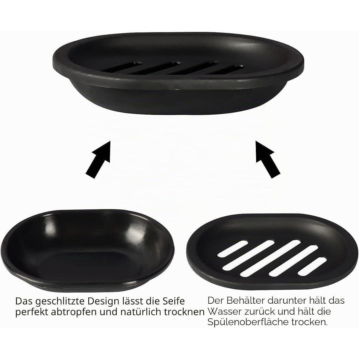 Seifenschale 2er-Pack Schwarz – Trocken & Hygienisch