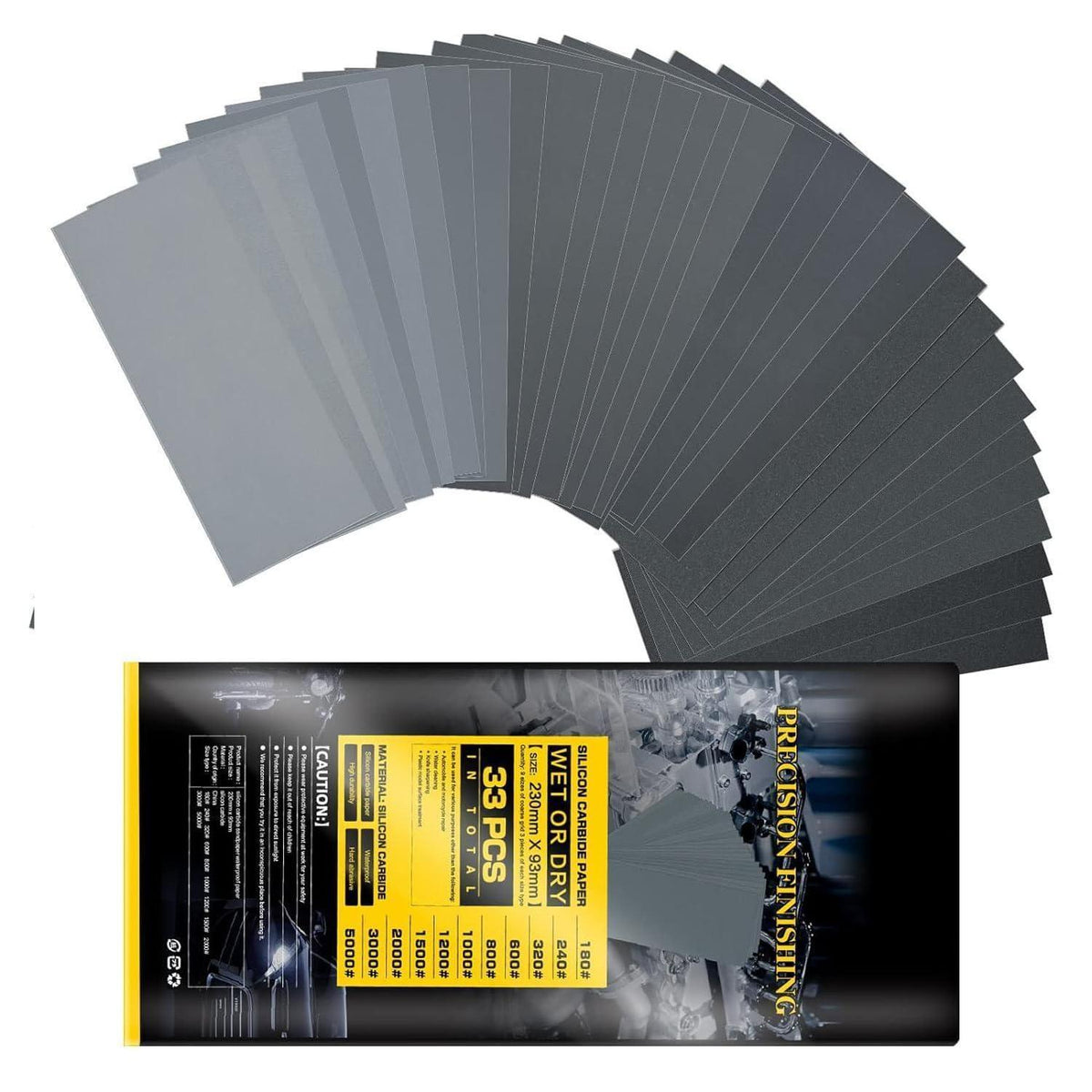 Schleifpapier Set fein 33tlg. Nass/Trocken 180-5000 Körnung