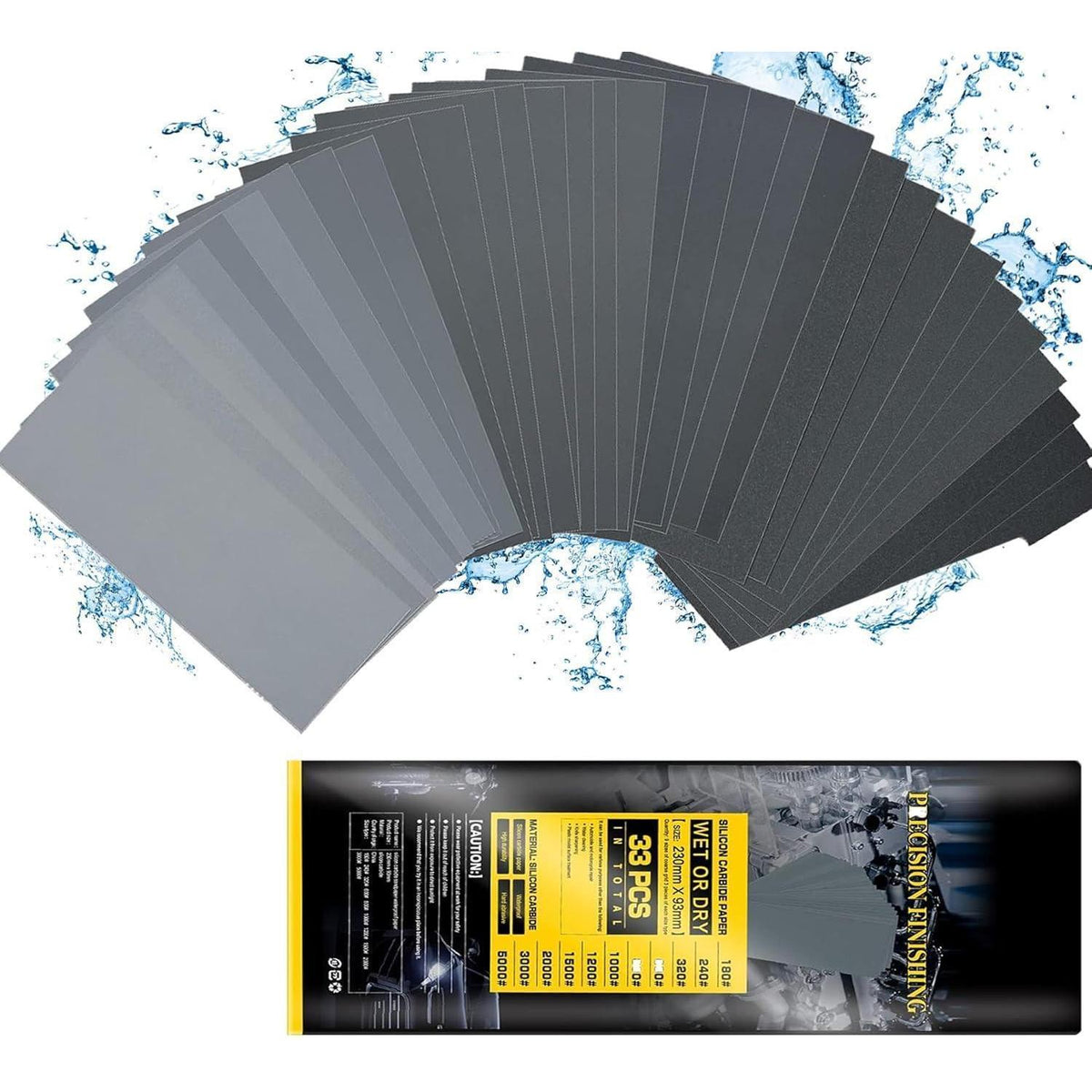 Schleifpapier Set fein 33tlg. Nass/Trocken 180-5000 Körnung